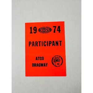 1974 Atco Dragway NJ Participant Sticker Decal Vintage NHRA Drag Racing 1/4 Mile